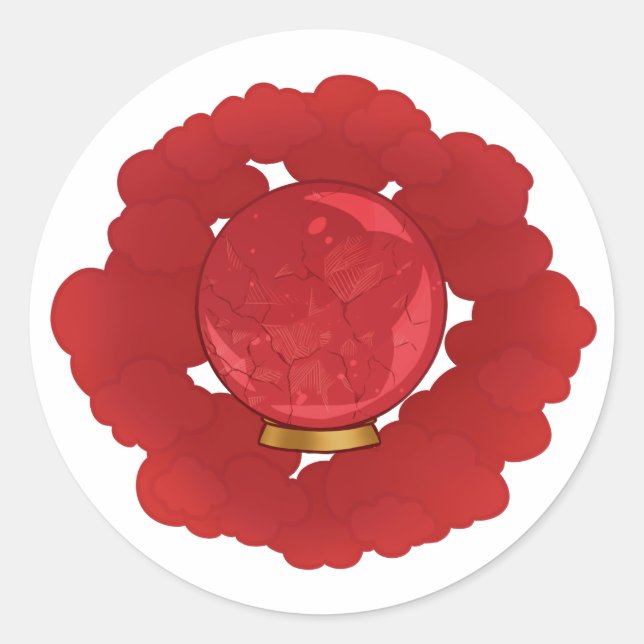 Ruby Red Cracked Crystal Ball Runder Aufkleber (Vorderseite)