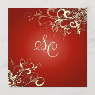 RUBY RED + CREAM-WIRBEL EINLADUNG