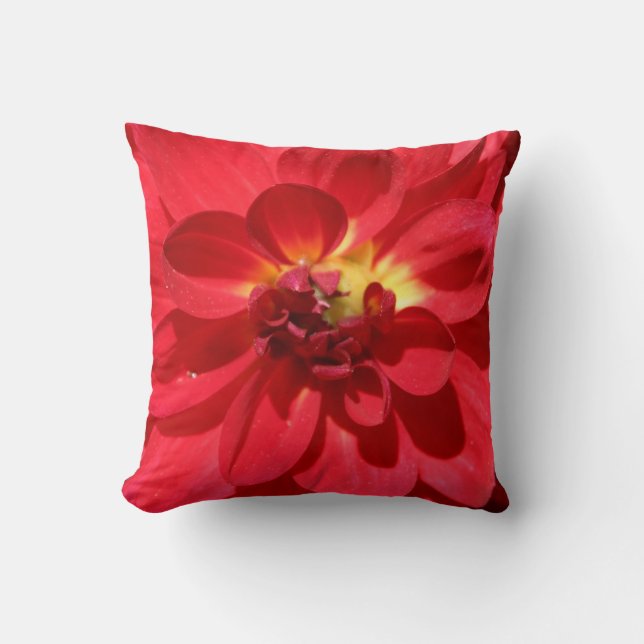 Ruby Red Dahlia Blume Kissen (Vorderseite)