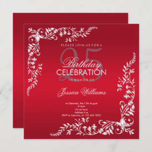 Ruby Red Decoration 25. Geburtstag Einladung