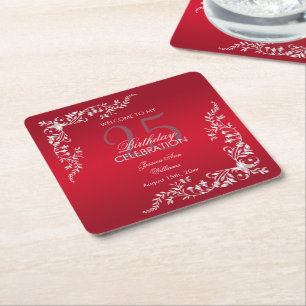 Ruby Red Decoration 25. Geburtstag  Rechteckiger Pappuntersetzer
