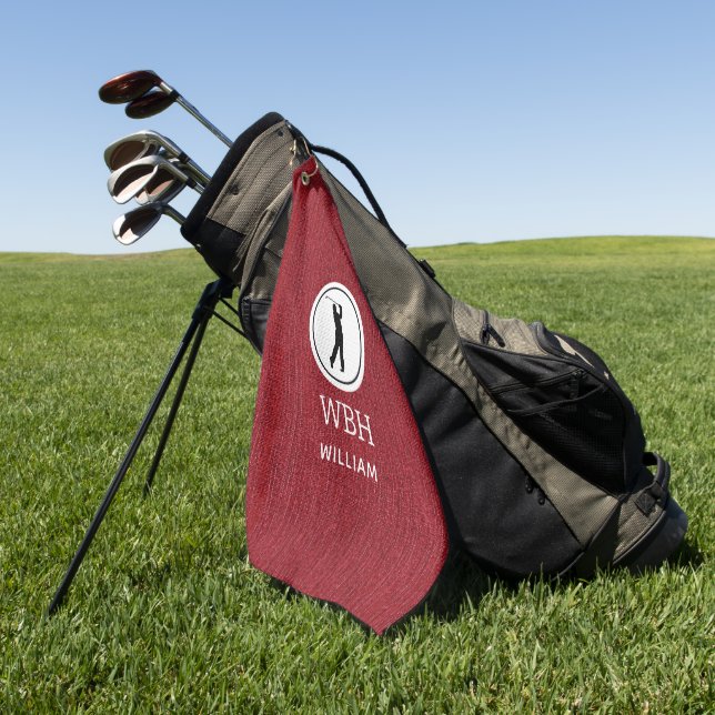 Ruby Red Denim Fabric Print, Herren Golf Handtuch (Gras)