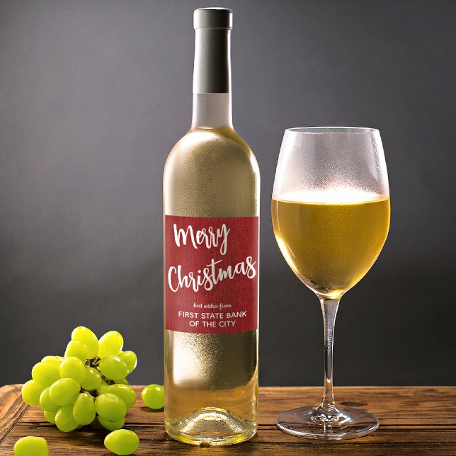 Ruby Red Denim White Script Business Name Set 6 Weinetikett (Von Creator hochgeladen)