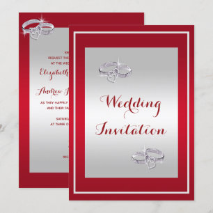 Ruby Red & Diamond Wedding Rings Wedding Einladung