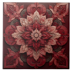 Ruby Red Elegance 3D Effect Designer Tile Fliese