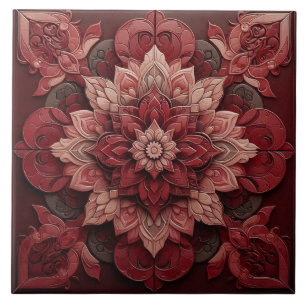 Ruby Red Elegance 3D Effect Designer Tile Fliese