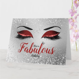 Ruby Red Fabulous Glitzer Eyes Große Geburtstagska Karte