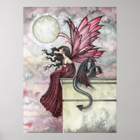Ruby Red Fairy Dragon Poster Print