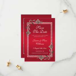 Ruby Red Gems & Glitzer Ruby 40TH Wedding Save The Date