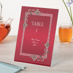 Ruby Red Gems & Glitzer Ruby 40TH Wedding Sockelschild