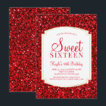 Ruby Red Glitzer Sweet 16 Einladungen<br><div class="desc">Ruby Red Glitzer Sweet 16 Einladungen. Diese Einladungen sind mit rotem Glitzer und einem edlen goldfarbenen Hintergrund gestaltet. Diese für Teenager ganz besondere Einladung aus dem goldenen Funkeln 16 . Geburtstag wird eine fantastische Einführung in Ihren besonderen Tag sein. Weitere koordinierende 16 Party-Lieferungen erhalten Sie im Metro-Events Zazzle Shop und...</div>