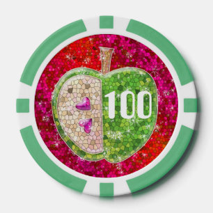 Ruby Red Glitzer Teachers Apple Corporate Business Pokerchips
