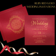 Ruby Red Gold Verziert Vintage WEDDING