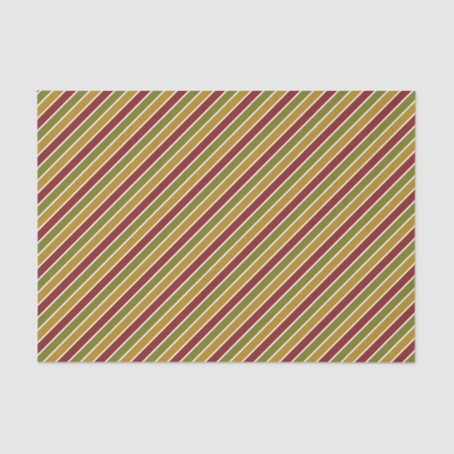 Ruby Red, Green Olive, Gold gestreift Seidenpapier (Vorderseite)