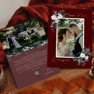 Ruby Red Greenery Vintag Merry Verheiratet Portrai Feiertagskarte