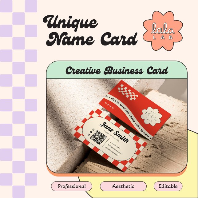 Ruby Red Groovy Editable Business Card für Studio Visitenkarte (Von Creator hochgeladen)