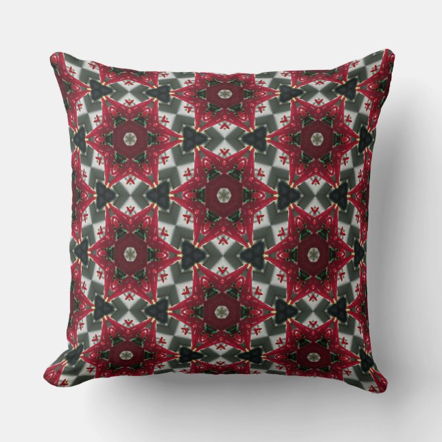 Ruby Red Holiday Stars Floats Throw Kissen (Vorderseite)