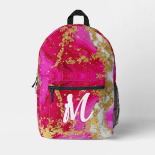 Ruby Red Hot Pink Alkohol-Tinte Faux-Gold Custom Bedruckter Rucksack