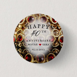 Ruby Red Jeweled 40. Hochzeitstag Button