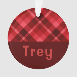 Ruby Red Kariert Monogram Circle Acrylic Ornament