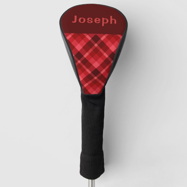 Ruby Red Kariert Monogram Golf Head Cover Headcover (Vorderseite)