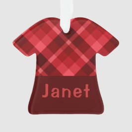 Ruby Red Kariert Monogram T - Shirt Acrylic Orname Ornament