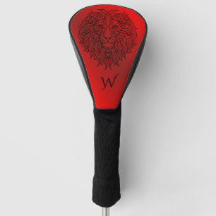 Ruby Red Mandala Lion Head Monogram Initial Golf Headcover