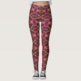 Ruby Red Pink Gold Gemstone Muster Eleganter Chic Leggings