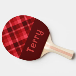 Ruby Red Plaid Monogram Ping Pong Paddle Tischtennis Schläger