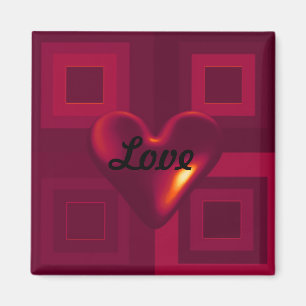 Ruby Red Puffy Heart Magnet