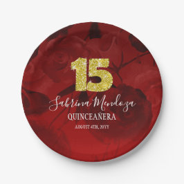 Ruby Red Quinceanera Gold #15 Paper Tellers Pappteller