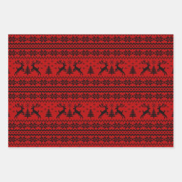 Ruby Red Reindeer Sweater Weihnachten Geschenkpapier Set