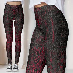 Ruby Red Romantisches Wetterfestes Gotisches Kreuz Leggings