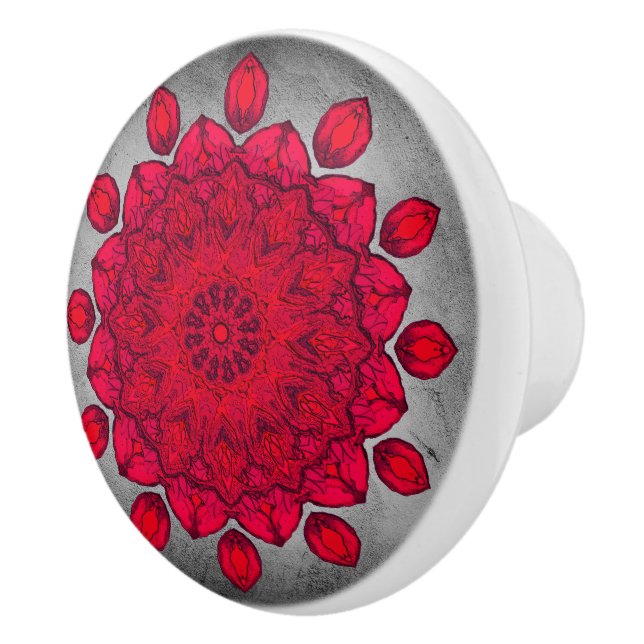 Ruby Red Rosette über Gray Stone Keramikknauf (Rechts)