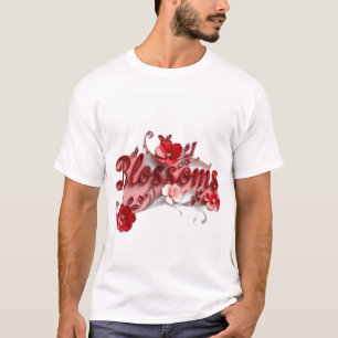 Ruby Red Script Blossoms T-Shirt