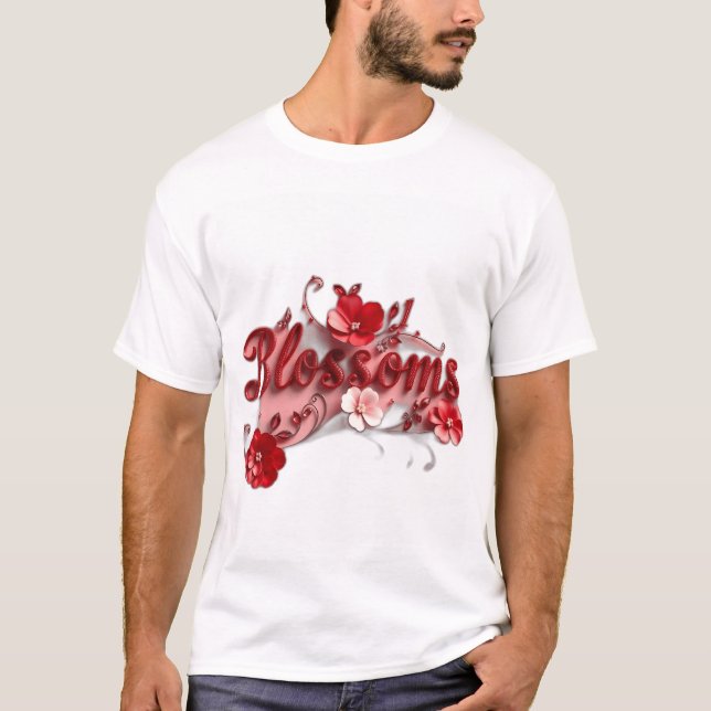 Ruby Red Script Blossoms T-Shirt (Vorderseite)