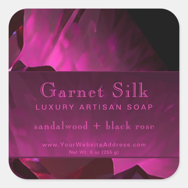 Ruby Red Silk Elegant Modernes Luxuslabel Quadratischer Aufkleber (Vorderseite)