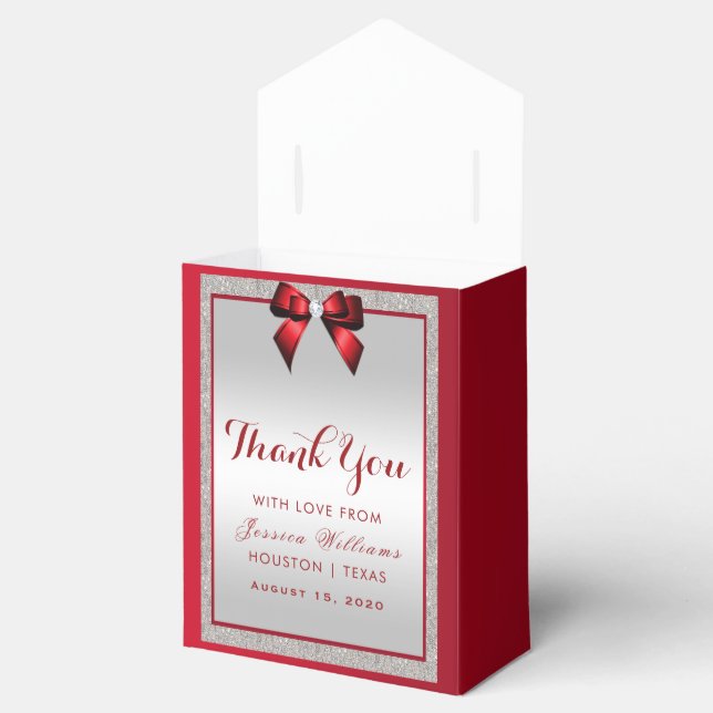 Ruby Red & Silver Glitzer Geburtstag Geschenkschachtel (Geöffnet)