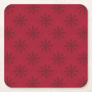 Ruby Red Snowflake Pattern Rechteckiger Pappuntersetzer