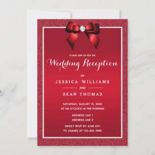 Ruby Red & Stylish Gem Wedding Reception Einladung