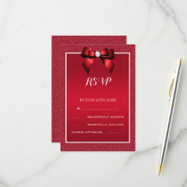 Ruby Red & Stylish Gem Wedding RSVP Karte