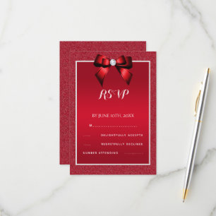 Ruby Red & Stylish Gem Wedding RSVP Karte