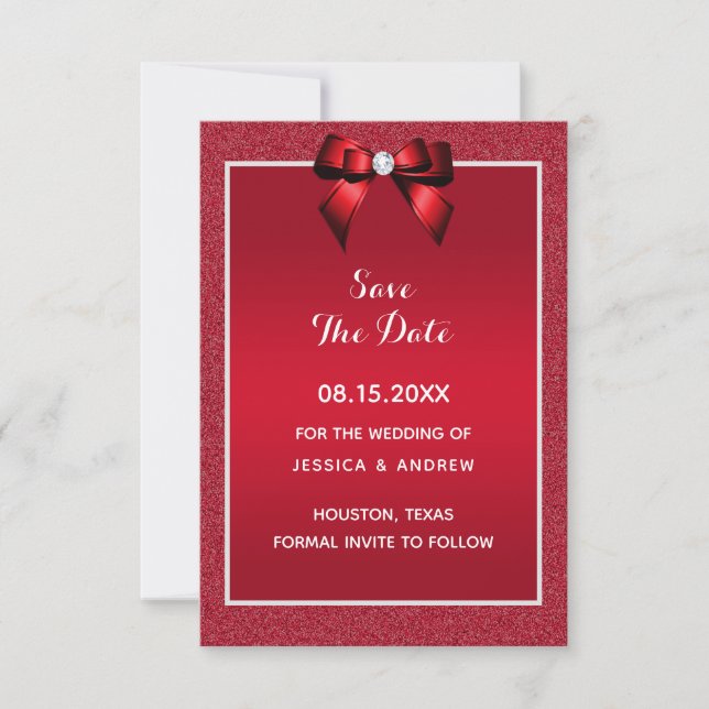 Ruby Red & Stylish Gem Wedding Save The Date (Vorderseite)