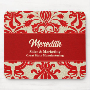 Ruby Red Swirl Business Office Theme Mousepad