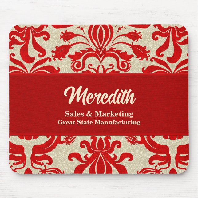 Ruby Red Swirl Business Office Theme Mousepad (Vorne)