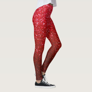 Ruby Red und Black Ombre Glitzer Glitzern Yoga Leggings