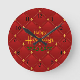 Ruby Red und Gold Art Deco/Art Nouveau Runde Wanduhr