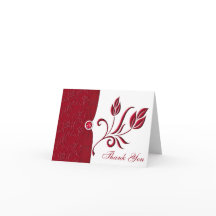 Ruby Red und White Floral Danke, Card