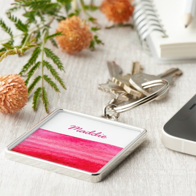 Ruby Red Wassercolor swish Schlüsselanhänger (Seite)