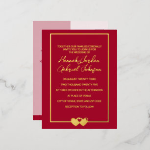 Ruby Red Wedding Foil Einladung Postcard